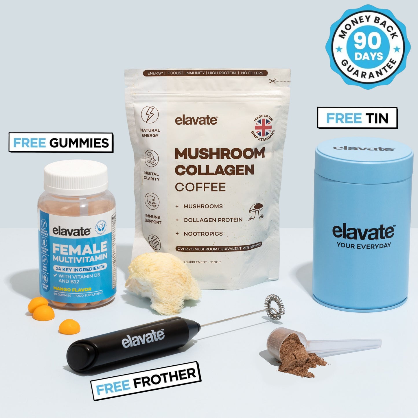 Pilzkollagenkaffee + KOSTENLOSE Geschenke (im Wert von 65 £)